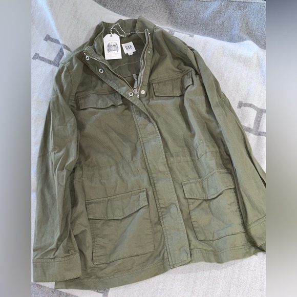 NWT Upcycled “Gucci” embroidered Tiger patch olive green field jacket size XL - Picture 3 of 15